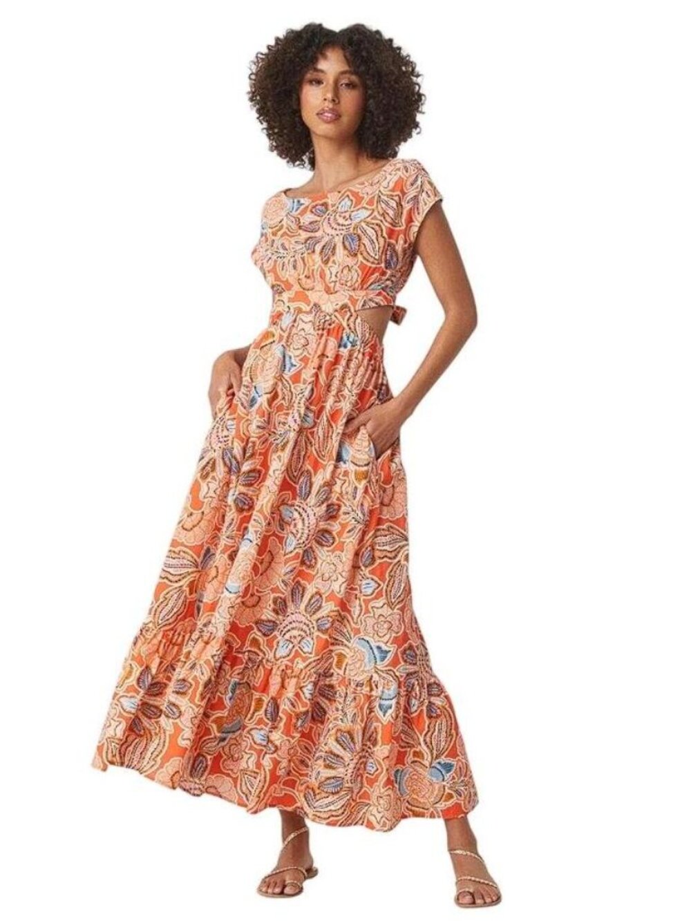 MISA LOS ANGELES Women's Dana Mae Dress Size XS In Tangerine Flora